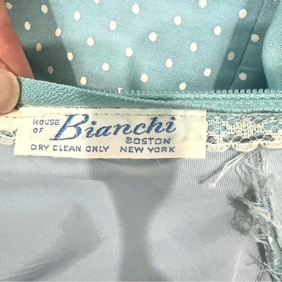 Vintage 60’s Mid Century House of Bianchi Polka Dot Ruffle Cape Maxi Dress - Picture 11 of 11